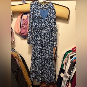 Nine Britton Blue and White Long Sleeve Dress